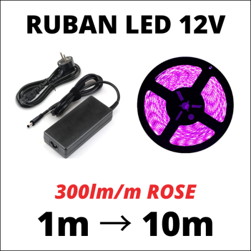 Ruban LED 12V kit complet rose